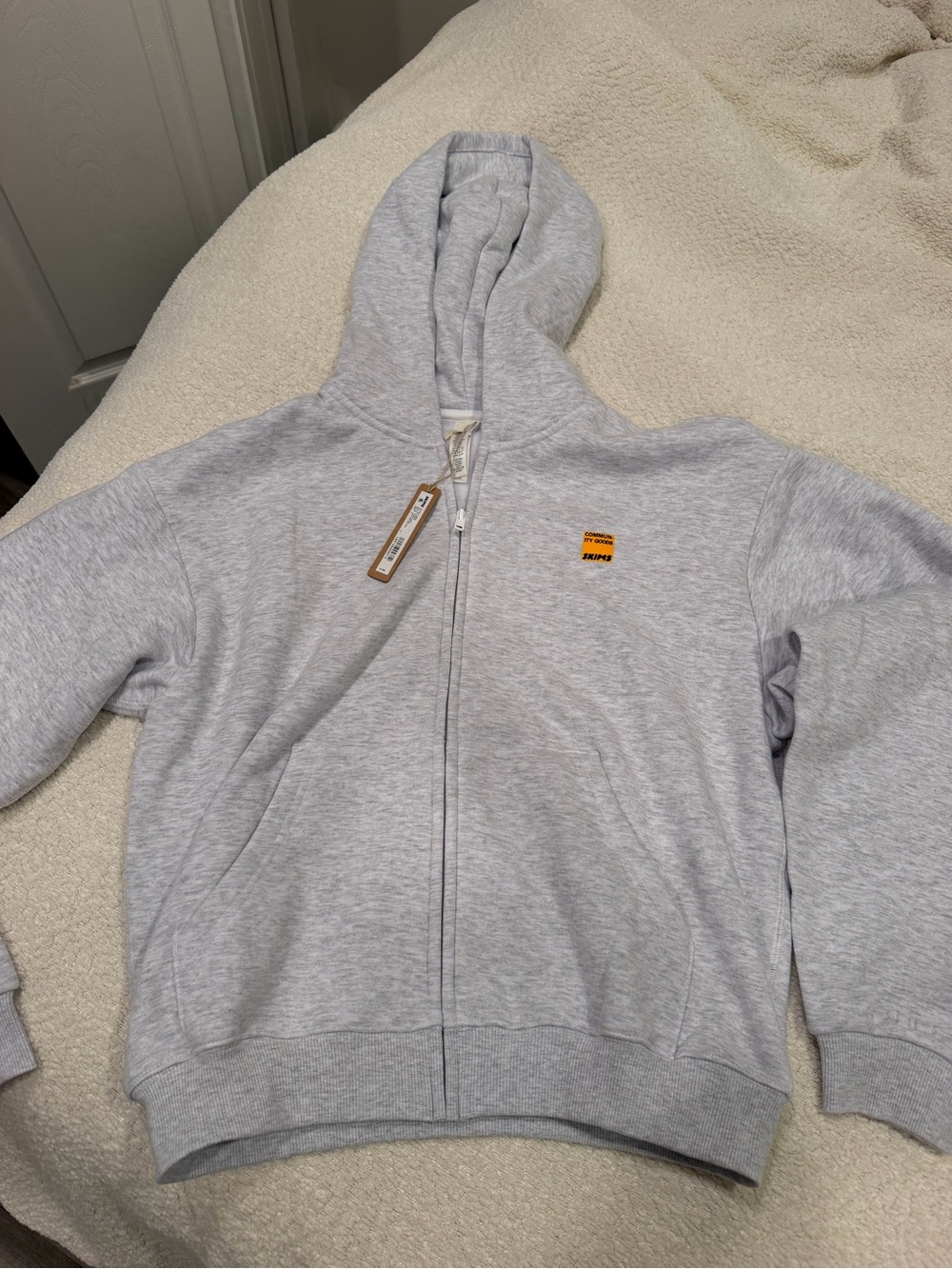 SKIMS x Community Goods nyc limited edition popup Light Gray Zip Hoodie